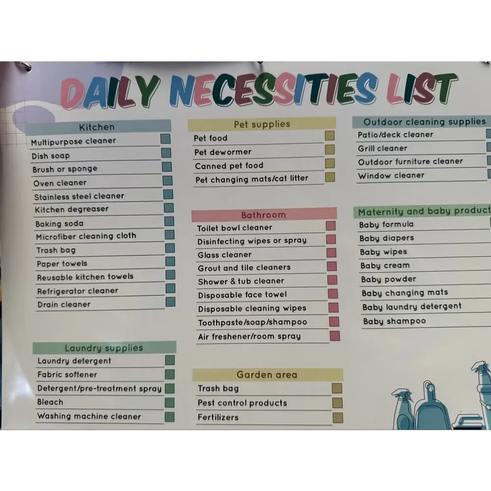 ADHD Magnetic Dry Erase Cleaning Planner Checklist NIP